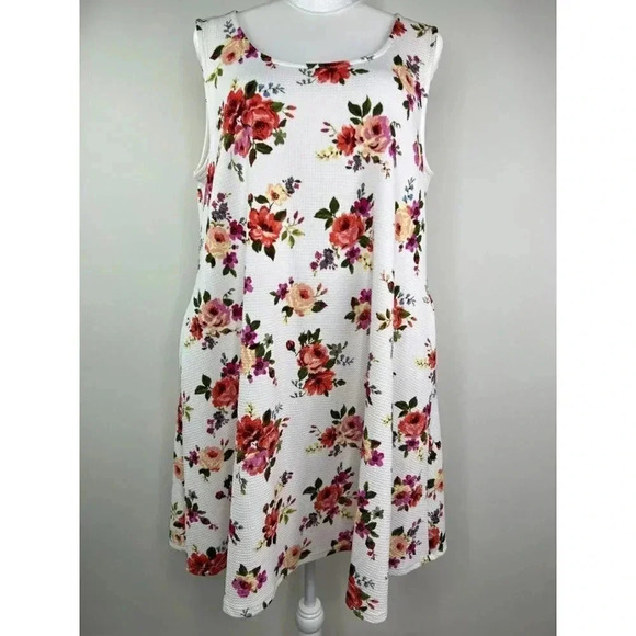 MOA Floral Textured Sleeveless Shift Dress - 2X - Summer - Spring Easter - Guest - Picture 1 of 11